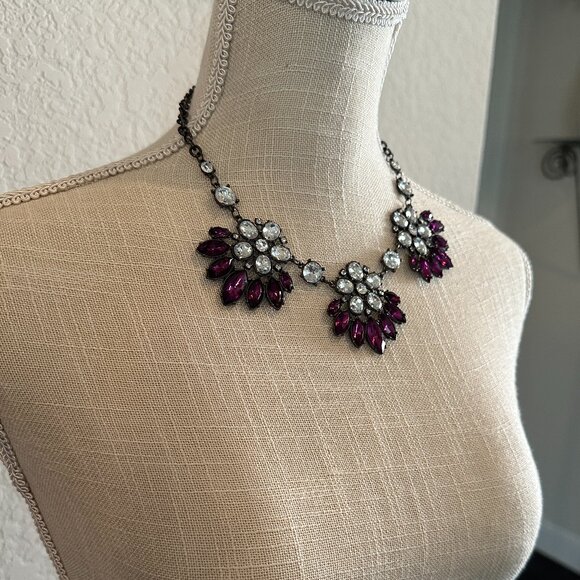Vintage Purple Crystal and Rhinestone Statement Necklace - Picture 5 of 5